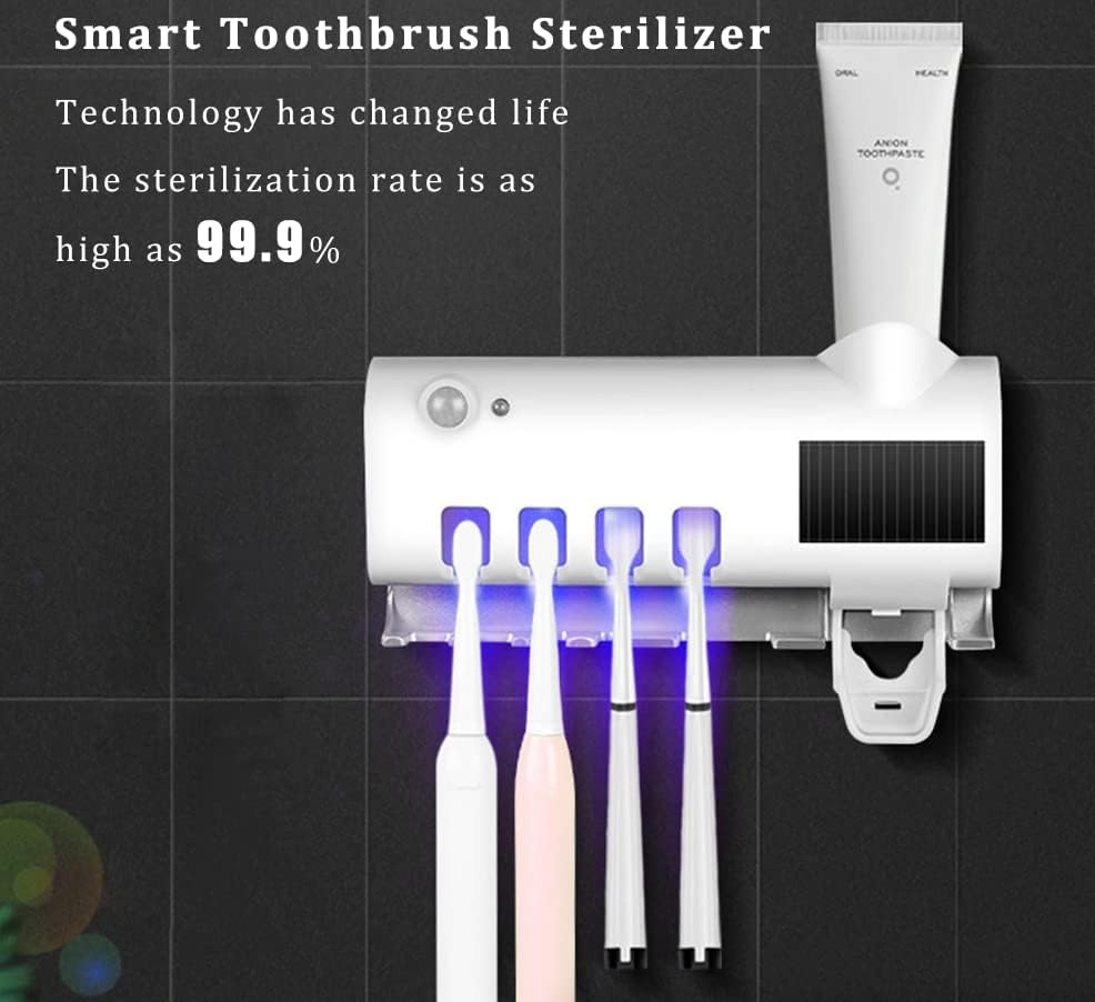 🦷 ESTERILIZADOR UV + SOPORTE DE CEPILLO + DISPENSADOR AUTOMÁTICO DE PASTA