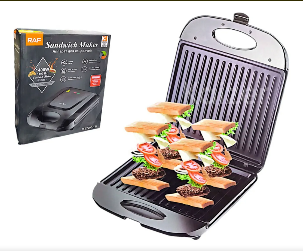 🥪 SANDUCHERA RAF 1400W – RÁPIDA, POTENTE Y PRÁCTICA