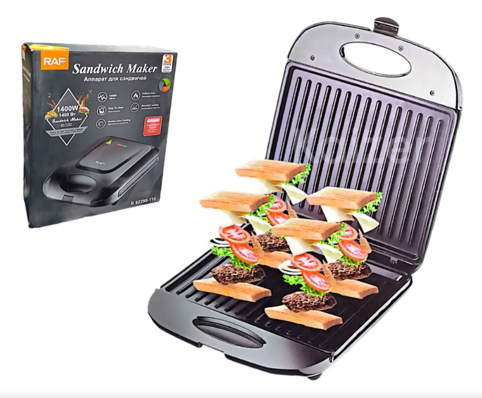 🥪 SANDUCHERA RAF 1400W – RÁPIDA, POTENTE Y PRÁCTICA