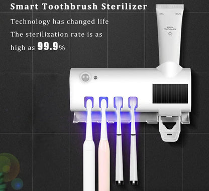 🦷 ESTERILIZADOR UV + SOPORTE DE CEPILLO + DISPENSADOR AUTOMÁTICO DE PASTA