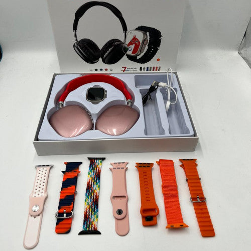 ⌚ RELOJ P9 ULTRA SMARTWATCH NARANJA + 7 CORREAS – (CAJA X 50 UNIDADES)