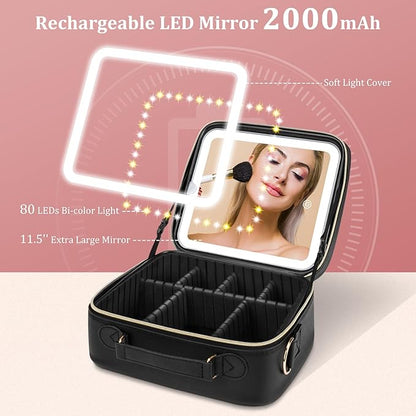 🌸 ESTUCHE DE COSMÉTICOS CON ESPEJO LED RECARGABLE – ROSADO