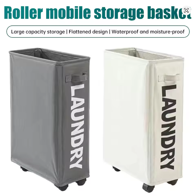HAMPER/ CESTA DE ROPA SUCIA GRIS CON RUEDAS